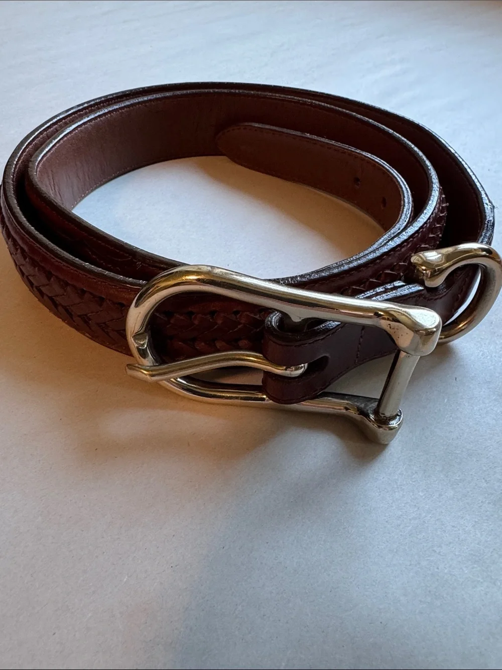 VTG Willis & Geiger Braided Leather Belt Mens 40 Brown Silver Buckle Western